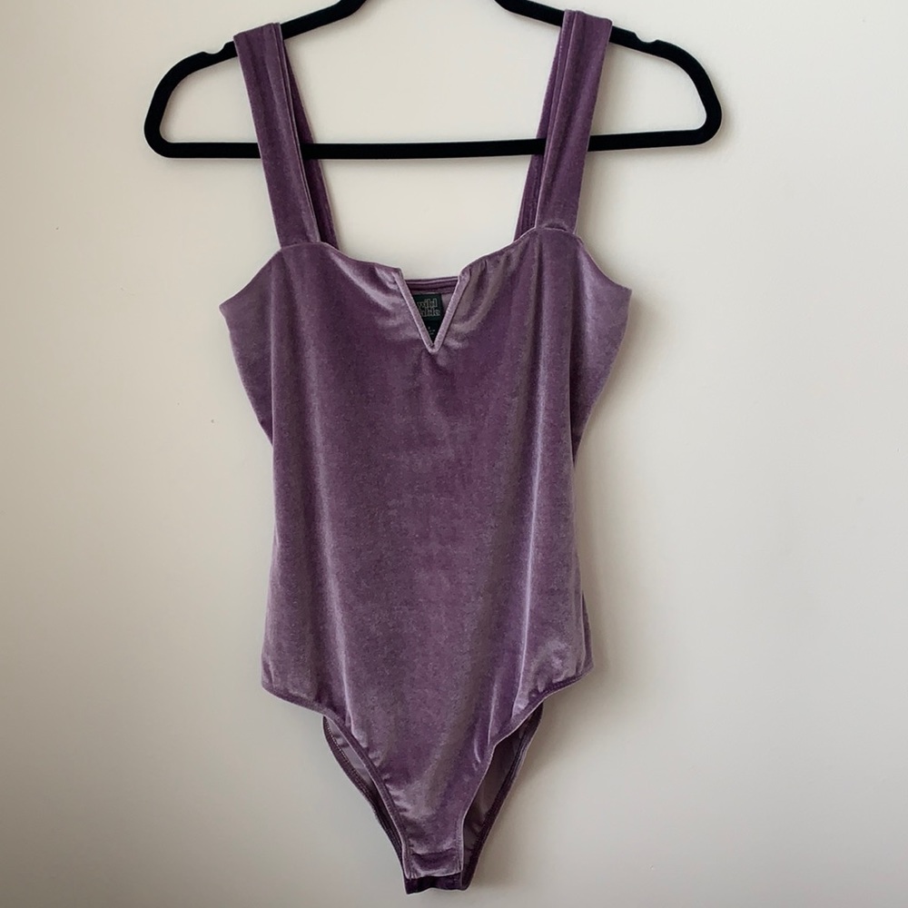 Purple velvet bodysuit